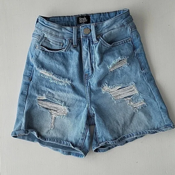 Simple society Distressed Jeans shorts size 0/24 - Picture 1 of 6
